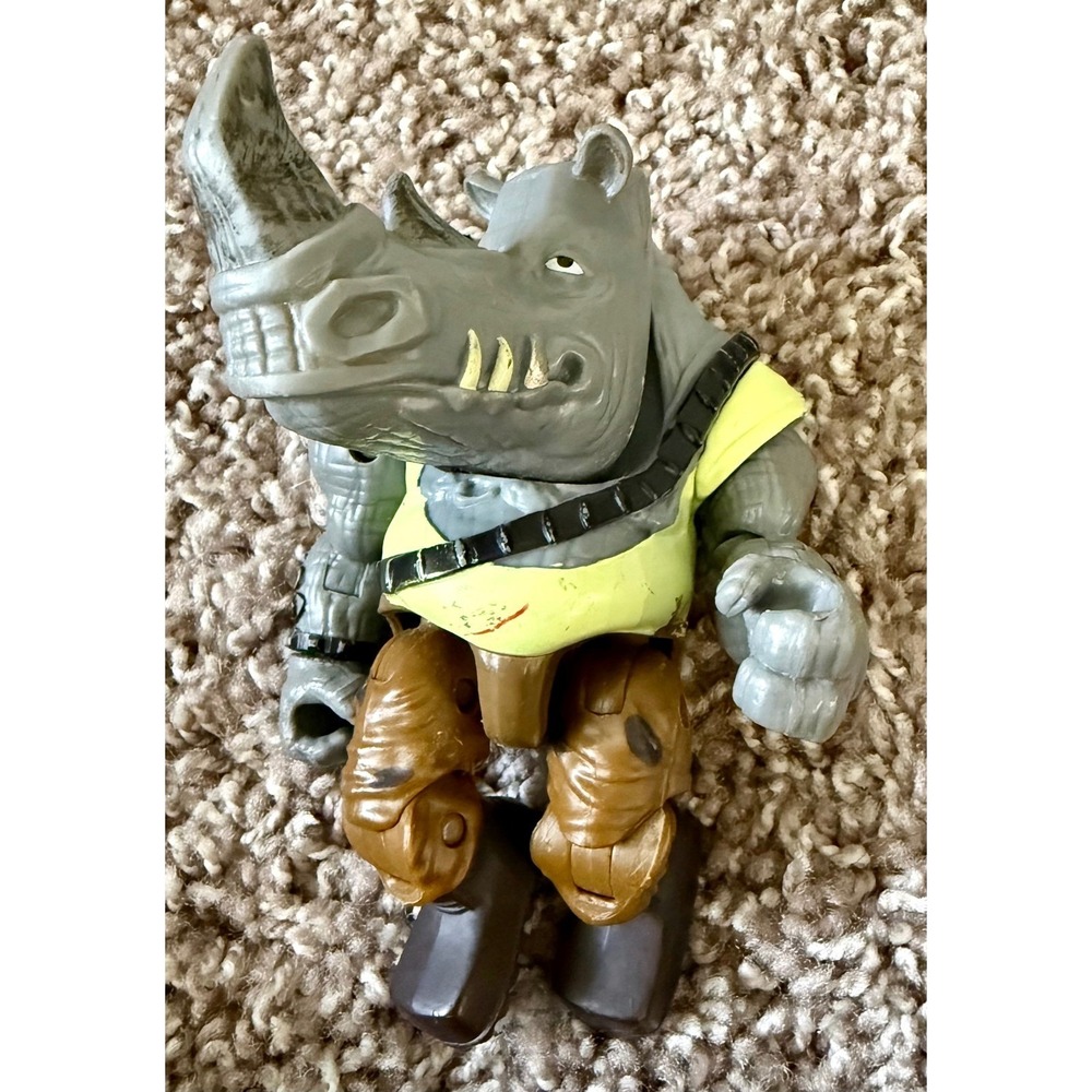 Playmates TMNT Mutant Mayhem Rocksteady Action Figure 4.5" Gray Good 2023 Movie